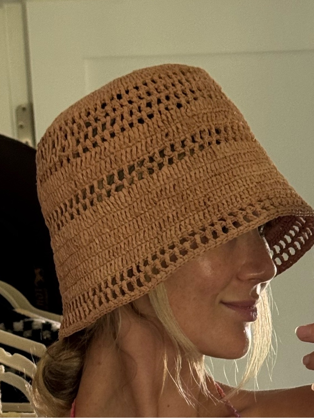 Chloe Crochet Bucket Hat - Tan - Picture 2 of 9
